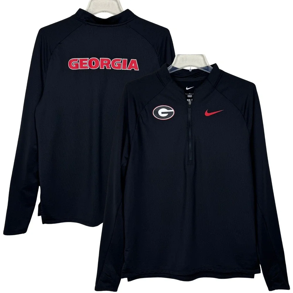Nike Georgia Bulldogs 1/2 Zip Pullover Athletic Gameday Men Large Black NCAA USA